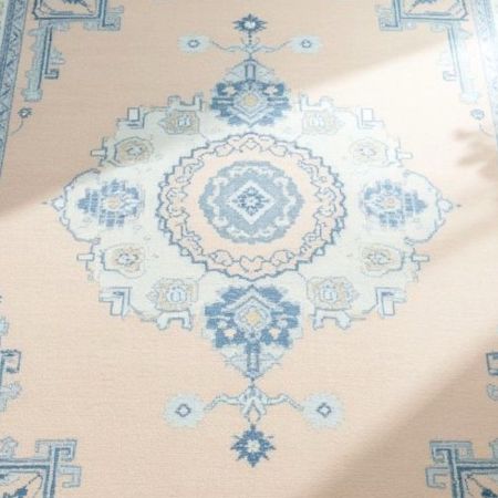 Handknotted Oushak Wool Rug In
